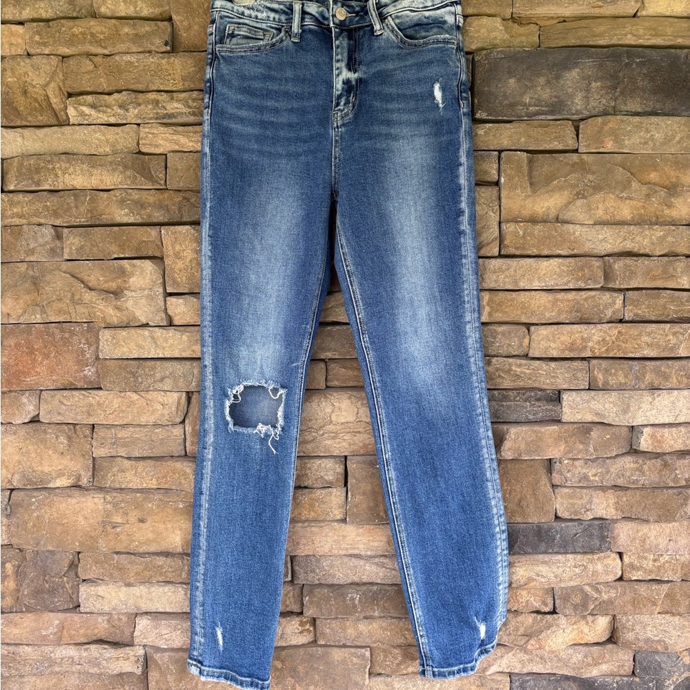 Altar'd State Blue Boyfriend Jeans with Distressed Details